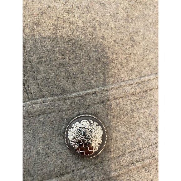 Vince Camuto Midi Coat Gray Double-Breasted Black Trim Wool Bend Medium - Picture 9 of 15